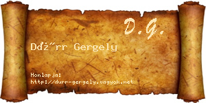 Dürr Gergely névjegykártya