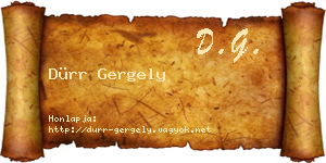 Dürr Gergely névjegykártya